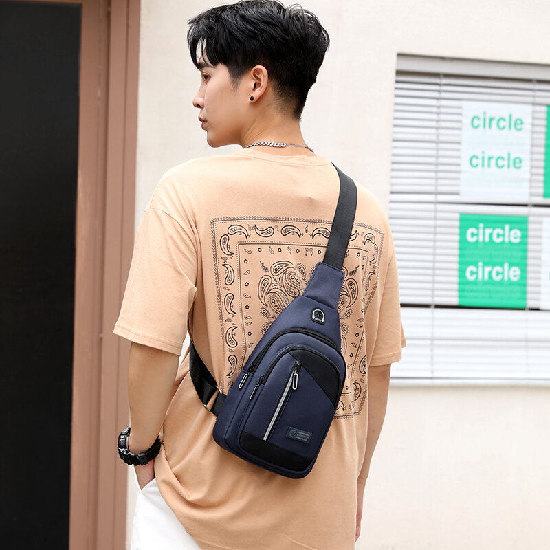 Мужская мини-сумка через плечо Fengdong, черная нагрудная мини-сумка для путешествий, спортивная сумка-слинг, мобильный телефон