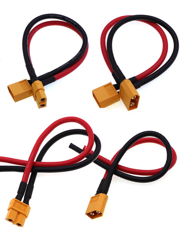 Cables de conversión de conector XT60, Cable de extensión de enchufe macho/hembra de alta corriente, Cable de silicona de plomo, 12AWG, 10cm, 20cm, 30cm, 50cm, 1m
