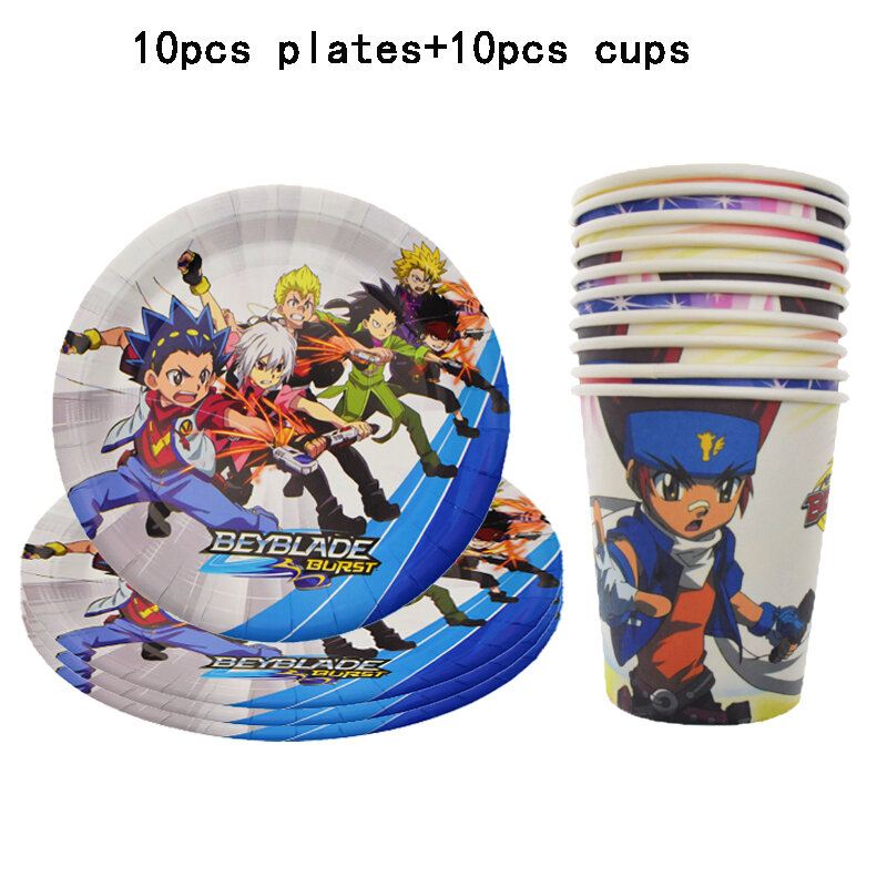 Beyblade Burst Party Tableware Sets Paper Cups Plate Cartoon Happy Birthday Party Favors Kids Birthday Parties Decorations Baby