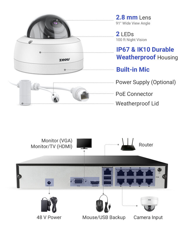 防水ビデオ監視システム,防水,IPカメラ,h.265 6mp,nvr,5mp,fhd,新品