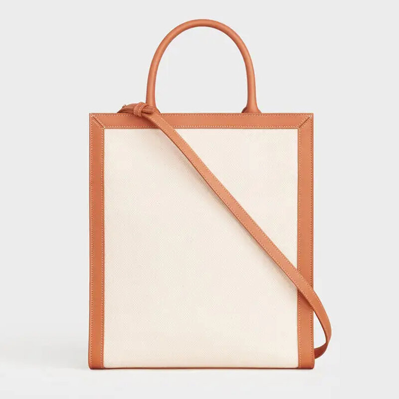 CELINE Paris вертикальная сумка Cabas, роскошная парусиновая сумка с двумя ручками, регулируемый кожаный ремешок, женские сумки на плечо 192082BNZ.02NT