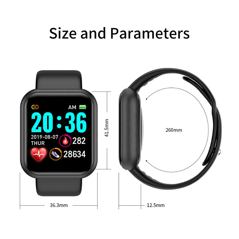 ساعة رقمية متصلة للرجال والنساء ، مع مراقبة ضغط الدم ومعدل ضربات القلب وضغط الدم ، مقاومة للماء IP67 ، لنظامي Android و IOS