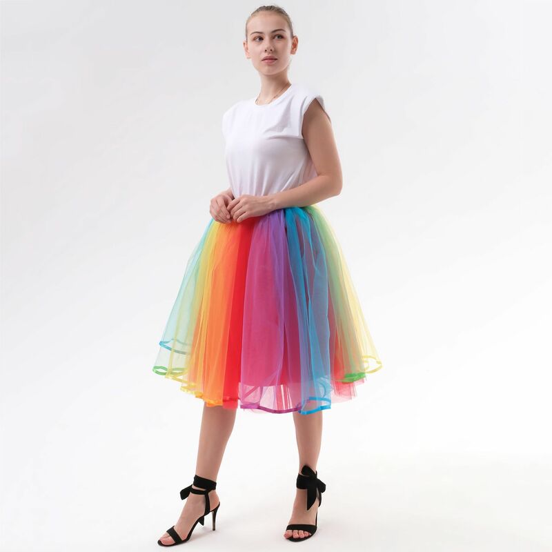Rok Tutu Putri Baru 2022 Pakaian Dewasa Anak Perempuan Rok Tutu Mini Warna-warni Pakaian Rok Tulle Pelangi Pesta Tari Anak Perempuan
