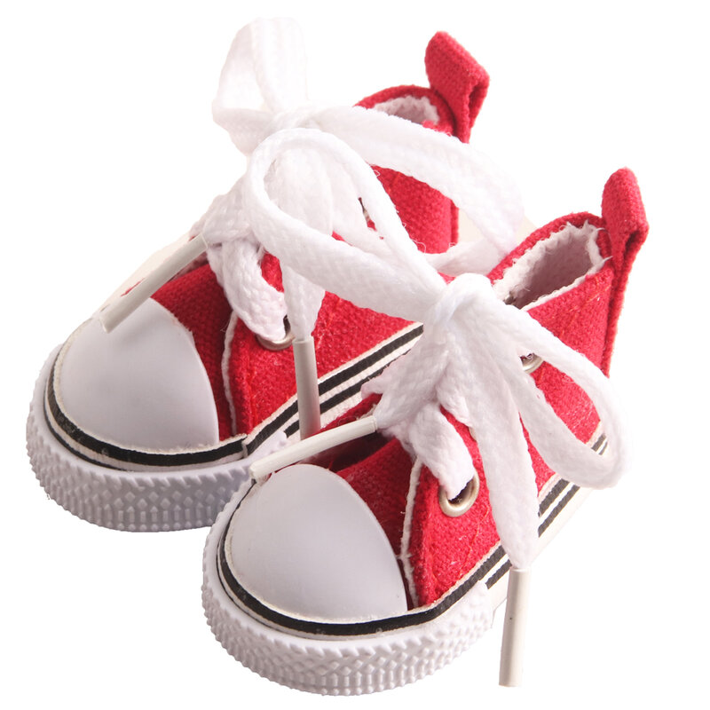 Scarpe da bambola di tela alte 5cm per il 1/6 BJD & EXO accessori per bambole scarpe da ginnastica di caramelle di stoffa Mini scarpe da bambola fai da te per bambole da 14 pollici