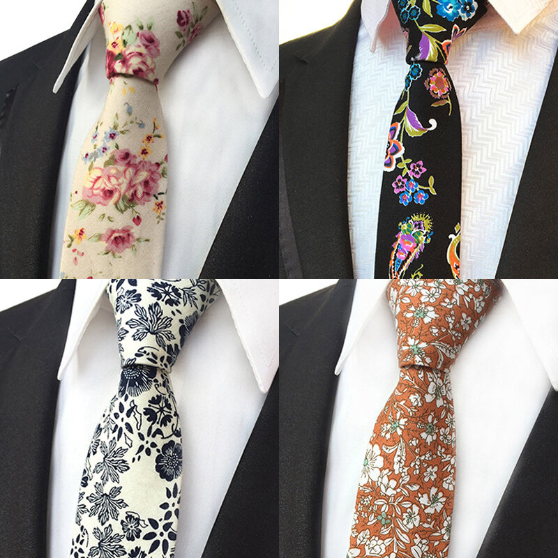 Ricnais-ربطة عنق قطنية للرجال ، 6 سنتيمتر ، طباعة بيزلي ، زهور ، نحيفة ، رقبة ، رفيعة ، لحفلات الزفاف ، ربطة عنق للرجال ، مطبوعة بالزهور