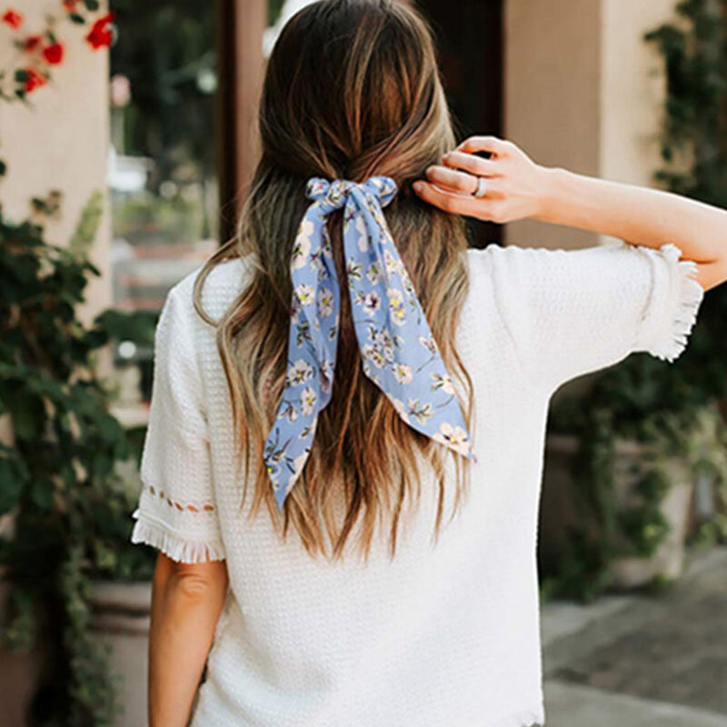 Vrouwen Streamers Scrunchies Dot Bloemenprint Hair Ties Elastische Rubberen Band Boog Haar Touw Ring Meisjes Hoofddeksels Haar Accessoires