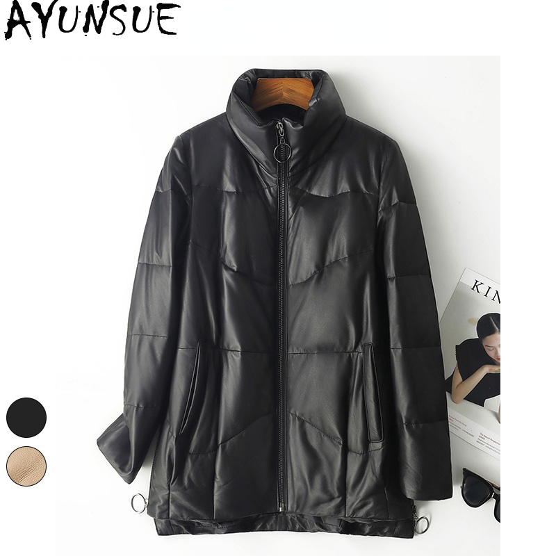 Yunsue-女性のための本革のジャケット,シックなシープスキンジャケット,暖かいミッドロングジャケット,2021冬,スクエアq1227
