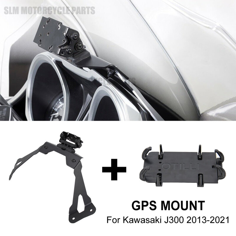 Soporte de placa de navegación GPS para motocicleta, Kit de soporte adaptable para Kawasaki J300, 2013-2021, 2014, 2015, 2016, 2017, 2018