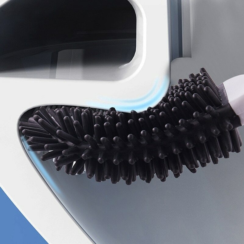 Cepillo de silicona flexible para inodoro, con soporte, cepillos de lavado, montado en la pared, limpiador de inodoro de baño, envío rápido