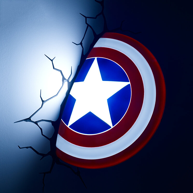 Acecorner Captain Amerika Shield Superhero 3D Led Wandlamp Creatieve Avengers Marvel Sticker Nachtlampje Voor Kerst Kid Gift