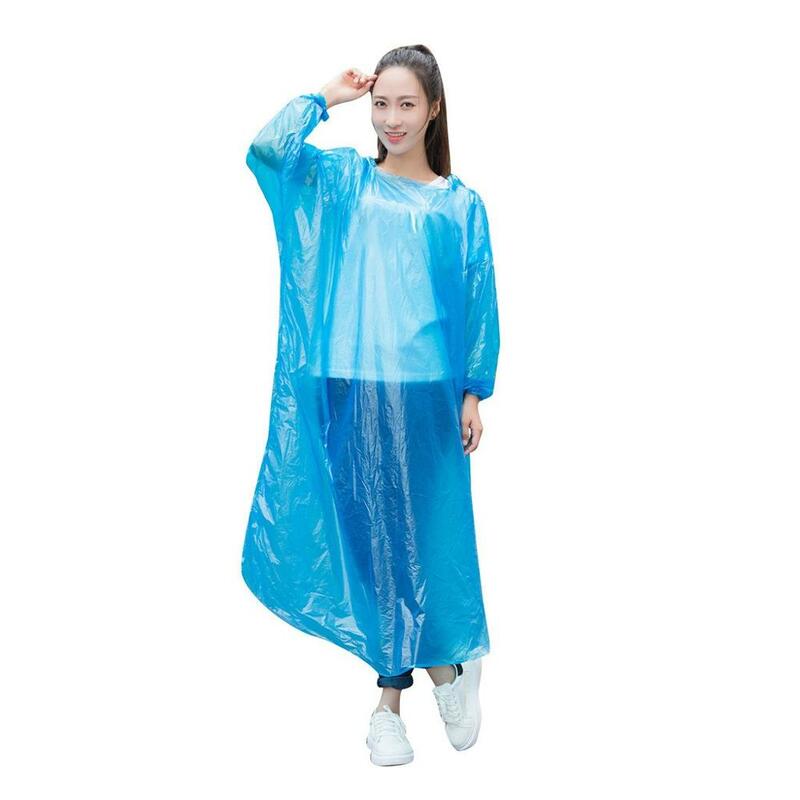 1 szt. Unisex jednorazowy płaszcz deszczowy dla dorosłych awaryjny wodoodporny kaptur Poncho Travel Camping musi płaszcz przeciwdeszczowy jasny kombinezon przeciwdeszczowy