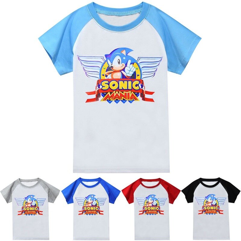 Sonic The Hedgehog 2020 summer new cartoon printing  boy  girl hit color sports casual refreshing cotton T-shirt top costumes