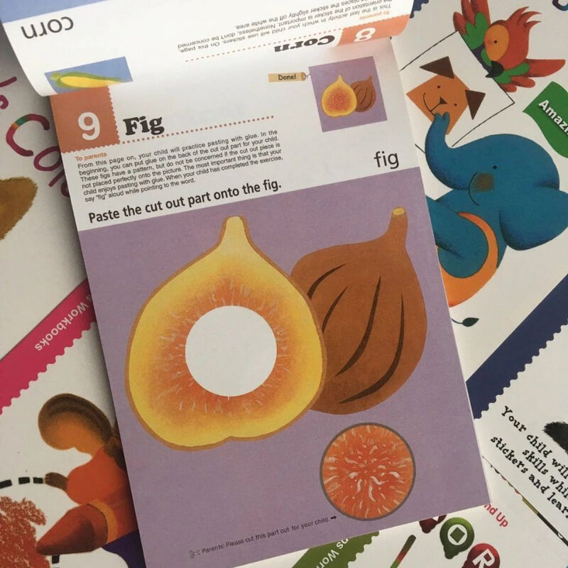Kumon Let's Cut Paper-Libros de primeros pasos para niños, libros de imágenes para niños, papel de Origami, pegatina cortada, libros hechos a mano, 12 piezas por juego