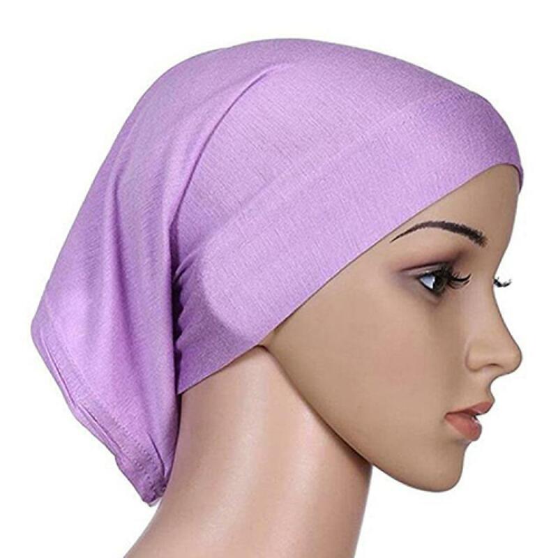 女性hijabsイスラム教徒ソリッドカラーのコットンキャップ弾性通気性下headwrapスカーフショール帽子2021