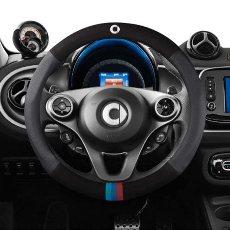 Suede Auto Steering Wheel cover For Smart 453 Fortwo Forfour Car Accessories Interior Decoration Styling Modification