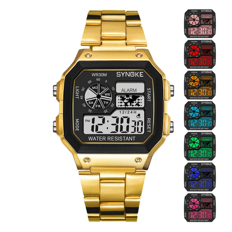 นาฬิกาเด็กสีสันสดใสกันน้ำอิเล็กทรอนิกส์กีฬานาฬิกานาฬิกาดิจิตอลนาฬิกาข้อมือนาฬิกาผู้ชาย
