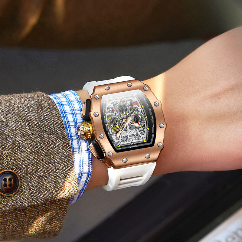 Onola-男性の高級ブランドの腕時計、多機能、スポーツ、防水、発光、カジュアル、時計、クォーツ腕時計
