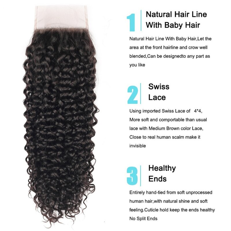 Luxediva Brazilian Water Wave Bundles With Closure Wet And Wavy Human Hair 3 Bundles With Closure and Mink Remy Curly Hair Weave