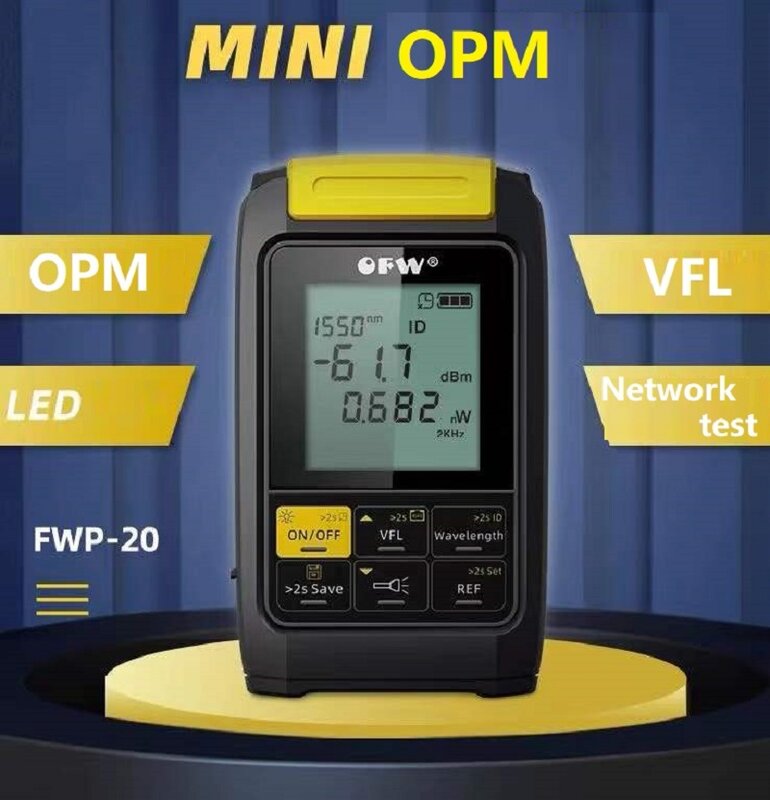 4in1 Optical Power Meter OPM Led Light Visual Fault Locator สายเคเบิลเครือข่าย Test Optical Fiber Tester 5กม.15Km 30MW VFL FTTH