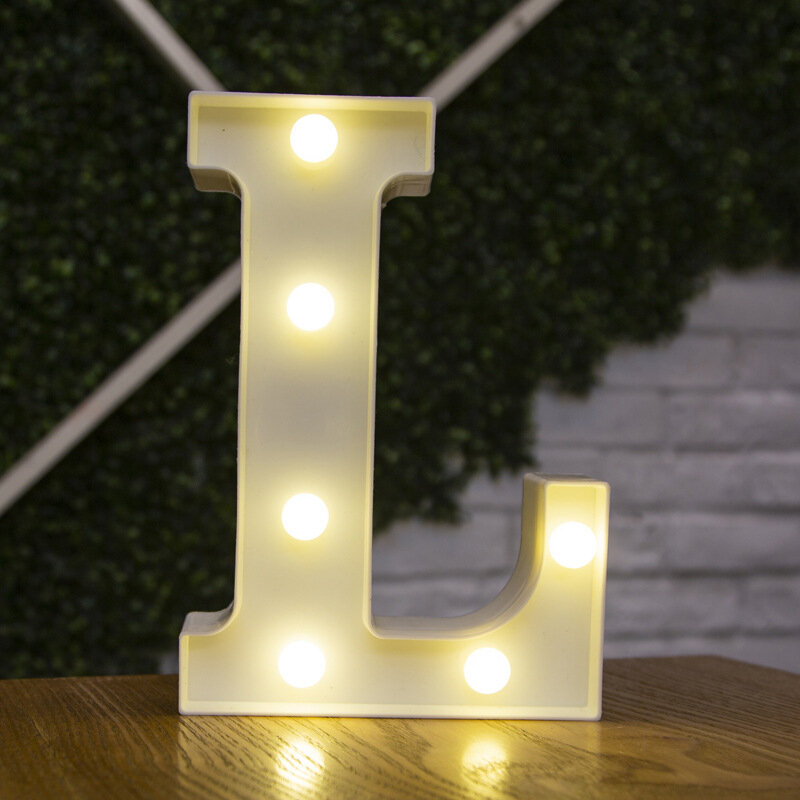Lampu LED Huruf Alfabet DIY Kreatif Bercahaya Dekorasi Lampu Baterai Lampu Malam Pesta Kamar Tidur Pernikahan Ulang Tahun Dekorasi Natal