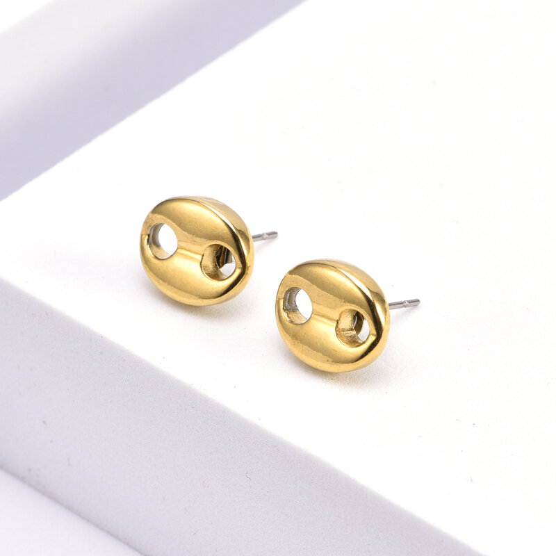 USENSET Coffee Bean Ear Studs Stainless Steel Earrings For Women Girls Fashion Jewelry Gifts Prevent Allergy