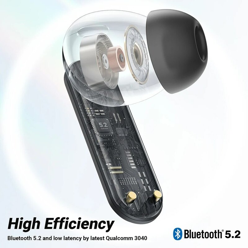 ACEFAST-auriculares con Bluetooth 5,2, dispositivo de audio con cancelación de ruido, TWS, Qualcomm, QCC304, CVC8.0, impermeable, apt-x, estéreo, graves, Control táctil