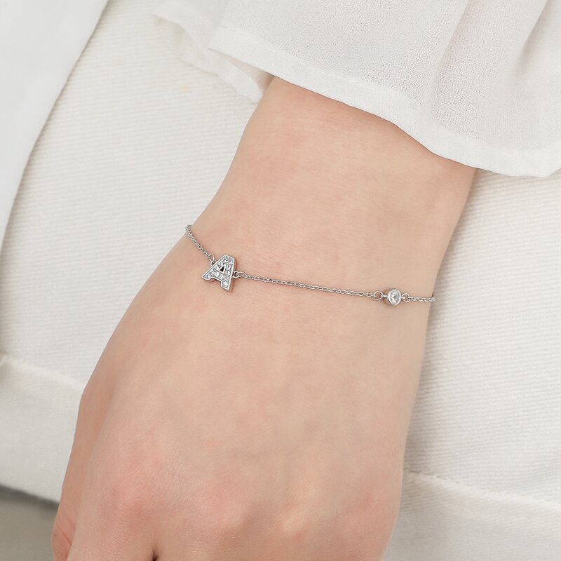 ANENJERY Mond Sterne Imitationn Perle Charme Armband 925 Sterling Silber Gradienten Mondstein Zirkon Armband Für Frauen S-B304