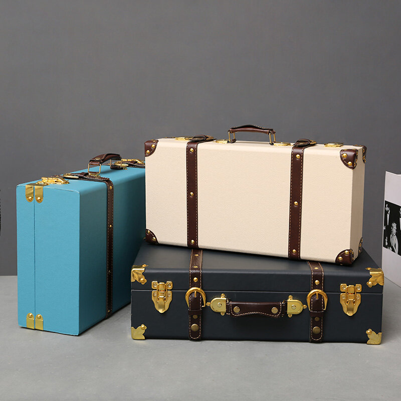 Luxury Vintage Trunk Travel Hand Big Suitcases Leather Luggage Under Bed Clothing Organizer Storage Box Antique Bin Customized