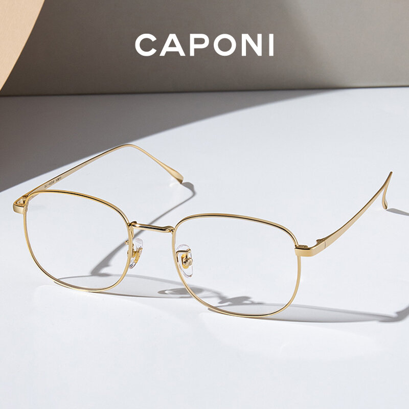 Caponi Verkleuring Vrouwen Brillen Klassieke Vierkante Originele Ontwerp Frame Glazen Anti Blue Ray Computer Optische Glazen BF8816