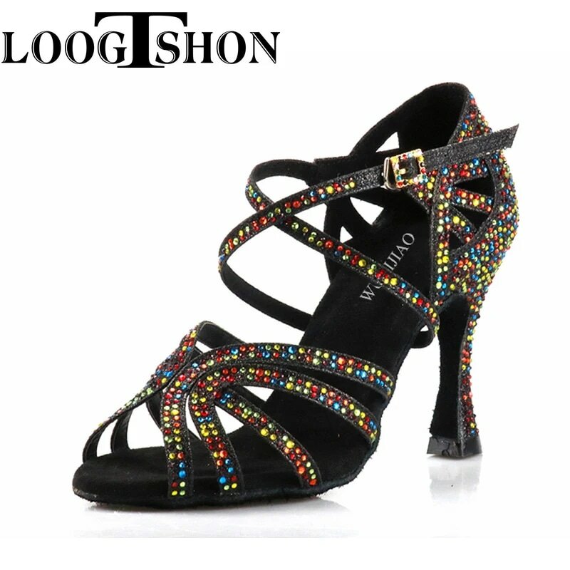 Loogtshon gorąca sprzedaż panie profesjonalne buty do tańca buty do tańca towarzyskiego damskie buty do tańca latynoskiego wysokie obcasy 5Cm-10cm