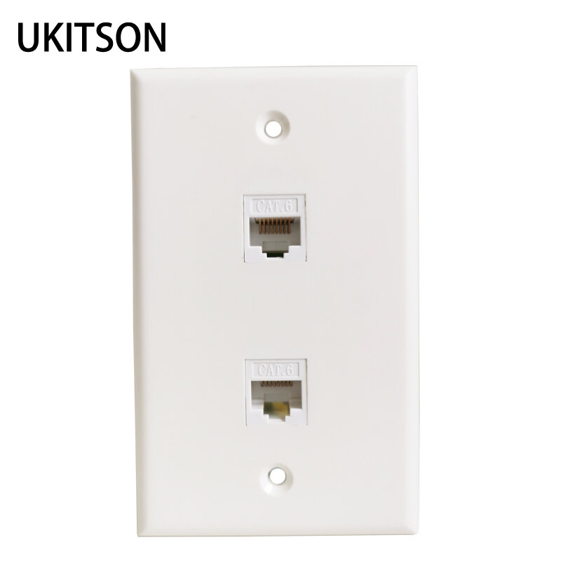 2 Ports CAT6 RJ45 US Wall Plate Female Lan Plug  For Internet Patch Cord North America Network Socket
