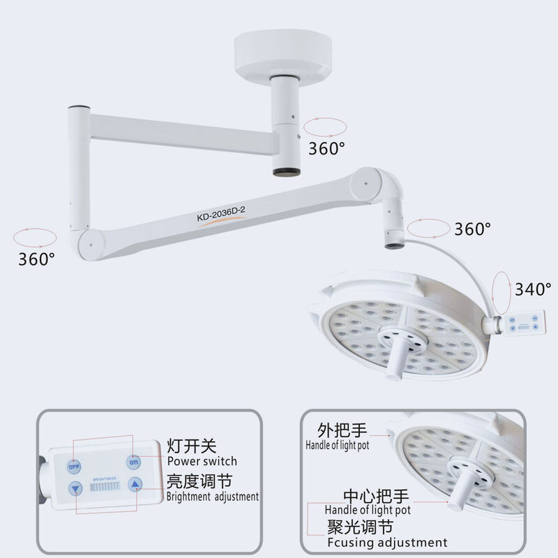 Ceiling Mounted 108W LED Surgical Examination Light Shadowless Lamp Surgery Dental Department Pet Clinic Lamp Operation Light