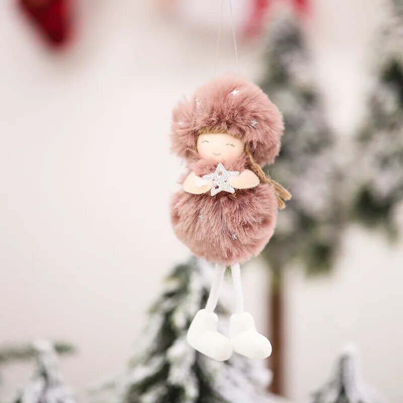 Colgante de felpa de Ángel para decoración de Merry Christmas árbol, muñeco colgante para regalo de vacaciones para niños, accesorios de adornos, 1 unidad