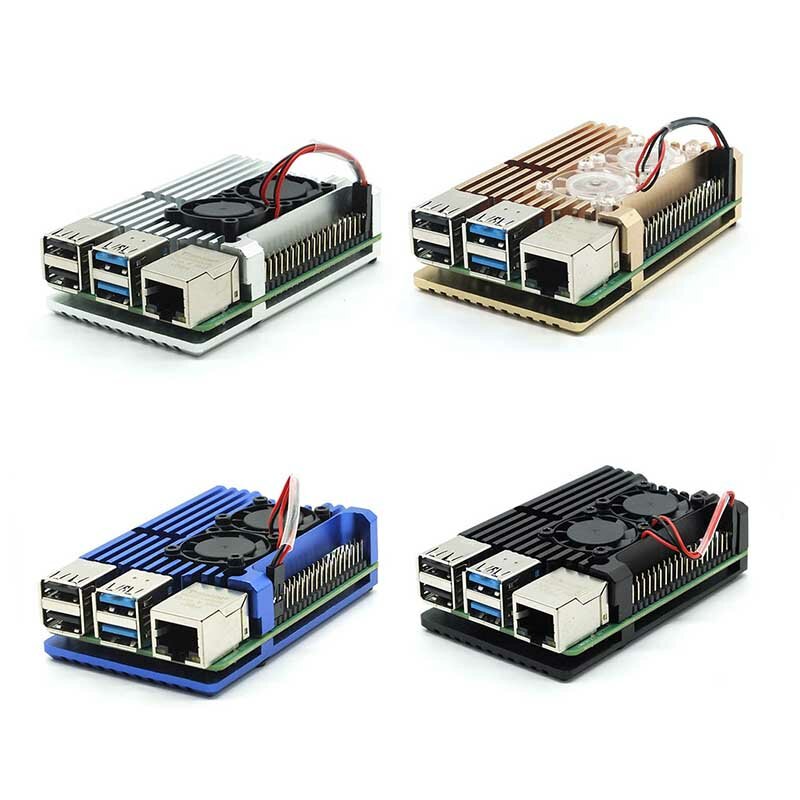 Комплект Raspberry Pi 4 Model B, алюминиевый чехол, радиатор, переключатель питания 3 А, HDMI-совместимость, карта памяти 64 ГБ, считыватель