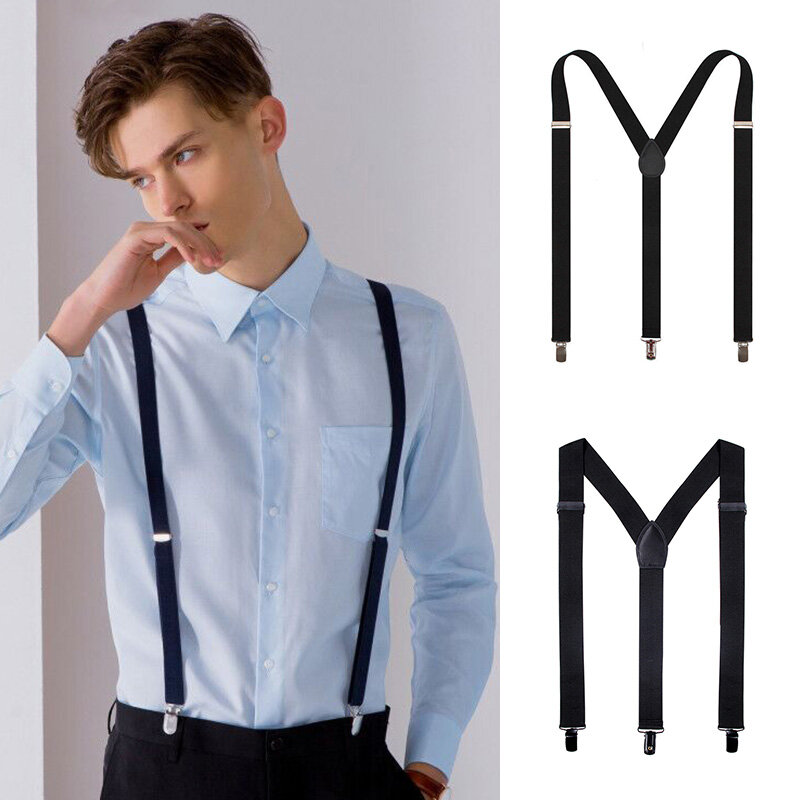 Baru Suspender Disesuaikan untuk Pria Kawat Gigi Y-bentuk 3 Klip Kualitas Tinggi Mode Gaun Setelan Suspender dengan Kotak Hadiah