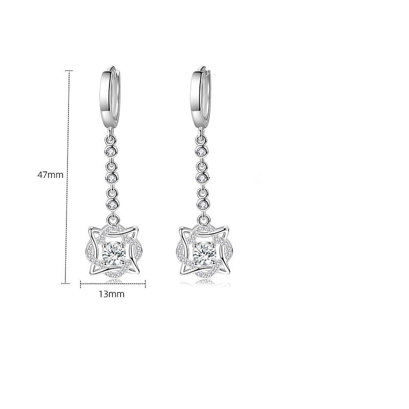 New Arrival Lady Crystal Star Earrings For Princess Ear Accessories Trendy Sterling Silver 925 Earrings Girls Long Tassel Bijou