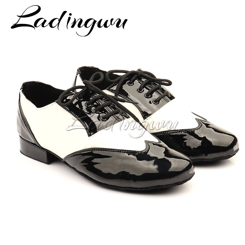 Ladingwu-أحذية رقص لاتينية للرجال ، أحذية رقص حديثة من الجلد الطبيعي ، أحذية مربعة ، 2.5 سنتيمتر