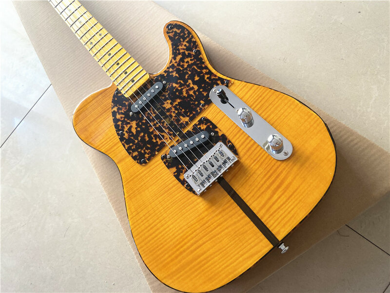 Klassische licht gelb tiger druck katze kopf elektrische gitarre ahorn xylophon neck kostenloser versand