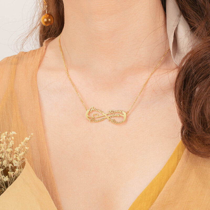925 srebrne spersonalizowane naszyjniki z łańcuszkiem z nazwą nieskończoności dla kobiet niestandardowa tabliczka znamionowa prezenty bożonarodzeniowe wisiorek BFF dla matki