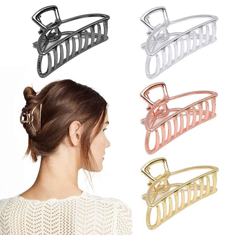 Geometria Metal Hollow Hair Claw para Mulheres e Meninas, Vintage Hairpin Headband, Crab Hair Clip, Acessórios de Moda, Novo