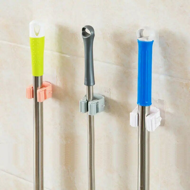 1pc Adhesive Multi-Purpose Hooks Wall Mounted Mop Organizer Holder RackBrush Broom Hanger Hook Kitchen Bathroom Strong Hooks