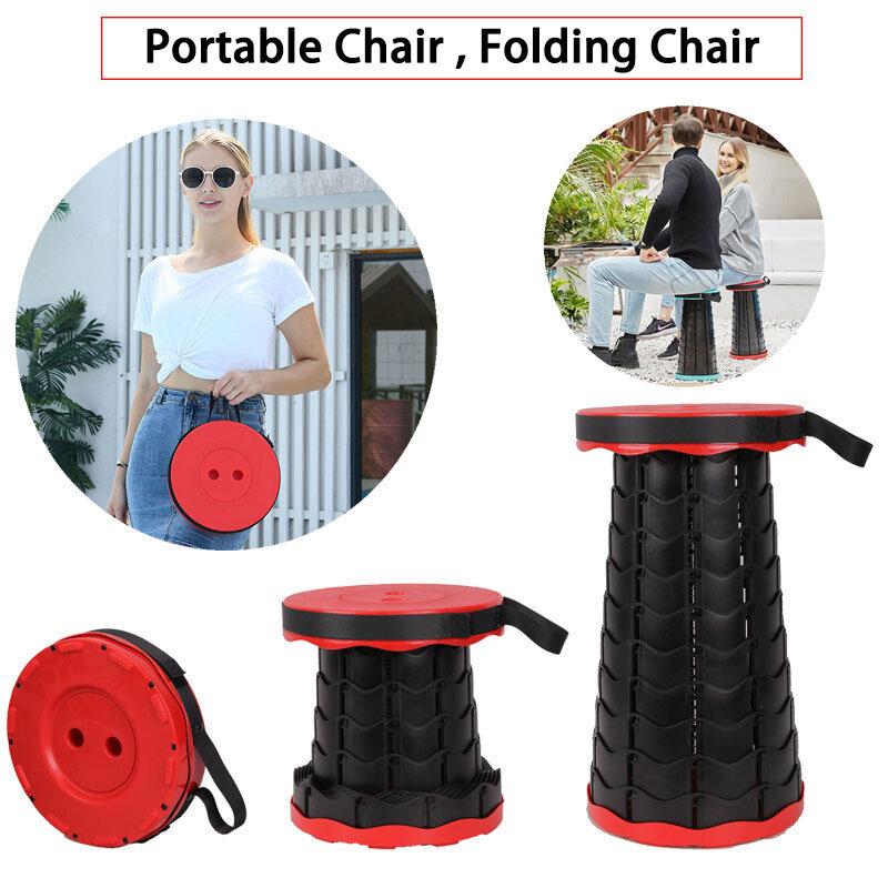 Chaise portative extérieure tabouret rétractable chaise de Camping pliante pêche voyage pique-nique gain de place chaise pliante télescopique