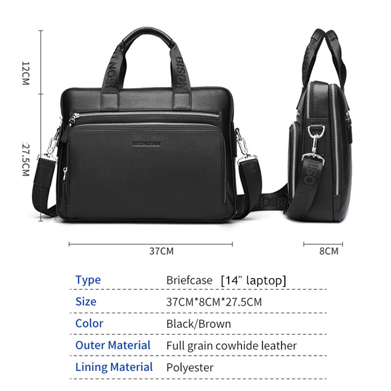 BISON DENIM мужская сумка из натуральной кожи, рабочие портфели, сумка для ноутбука 14 дюймов, мужская деловая сумка через плечо, сумка через плечо для мужчин