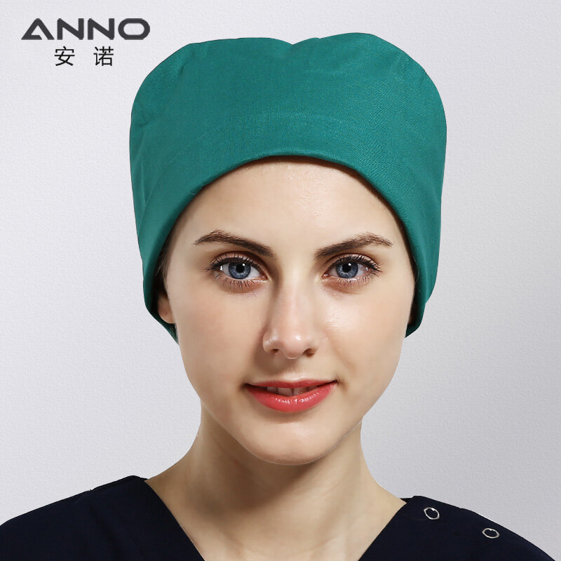 ANNO Warna Solid Scrub Topi Perempuan Laki-laki Dokter Rumah Sakit Perawat Bekerja Topi Perawatan Accessorie Pendek atau Panjang Rambut Kepala Gaun