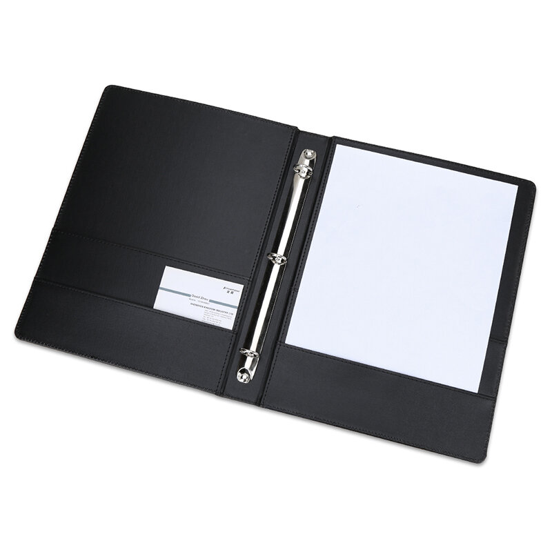 Kingfom PU Kulit Cincin Pengikat A4 3 Cincin File Folder dengan Saku Kertas Dokumen Penyimpanan Pemegang