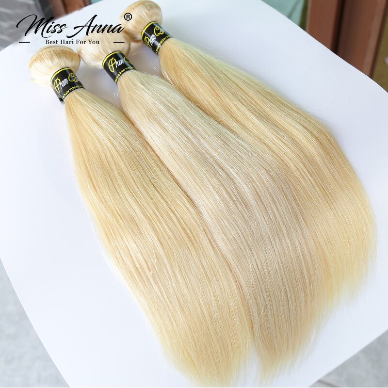 MISSANNA − Extensions brésiliennes naturelles, mèches de cheveux longs, lisses, blond miel, tissage, 10 à 40 pouces, lot de 613