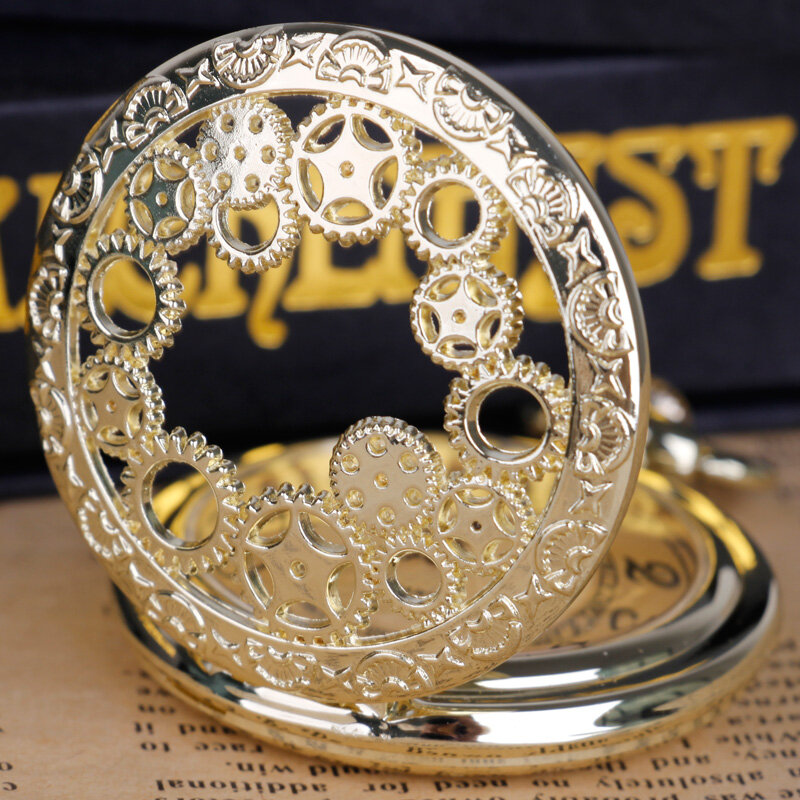 Orologio da tasca con movimento al quarzo nero/bronzo/oro collana con ciondolo a scatto vuoto regalo con orologi da tasca a catena regali