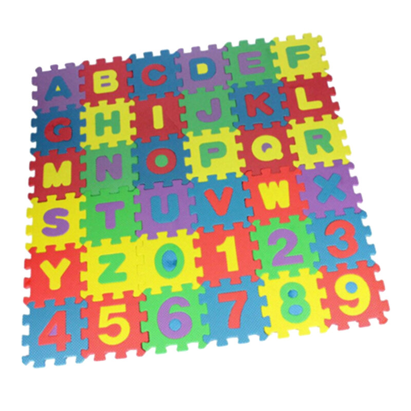 Puzzle en mousse avec alphabet et chiffres colorés, polymère de jeu, 36 carreaux, bébé inoling lea