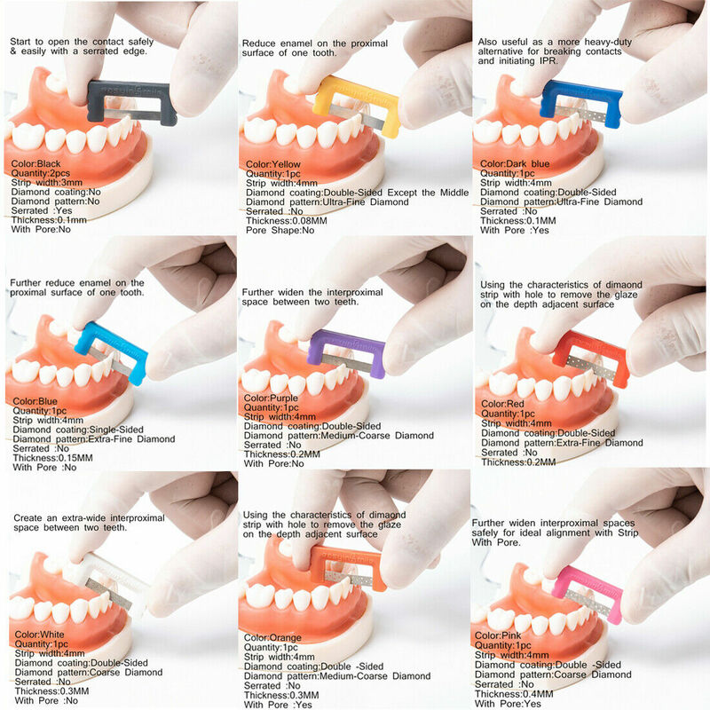 EASYINSMILE-Sierra de tiras de reducción interpróximo para ortodoncia Dental, 10 piezas, 0,01 MM, pulido de esmalte EASYINSMILE para eliminación y limpieza