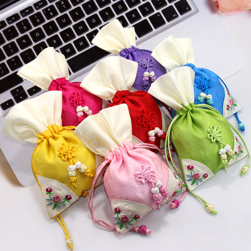 Bolsa de joyería de aromaterapia de hierbas bordadas de seda tradicional coreana, bolsas de brocado de seda, bolsa de regalo